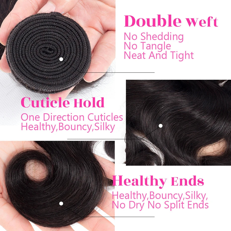 Hot Sale Body Wave Bundles With HD Transparent Lace Closure 4x4 Closure with Bundles Body Wave Human Hair Bundles and a Closure