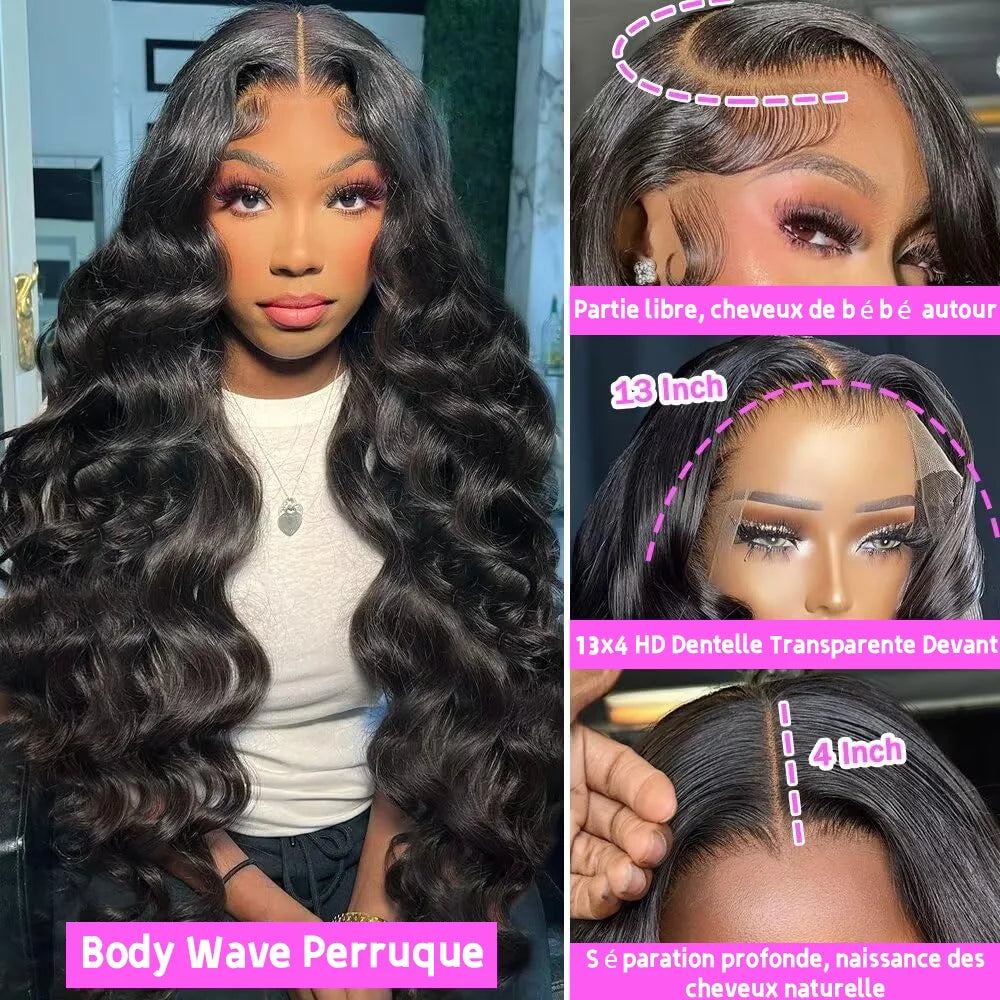 Vrvogue 13x6 13x4 Lace Front Wigs Human Hair 28 Inch Body Wave 4x4 HD Transparent Lace Front Wigs Human Hair 180% High Density