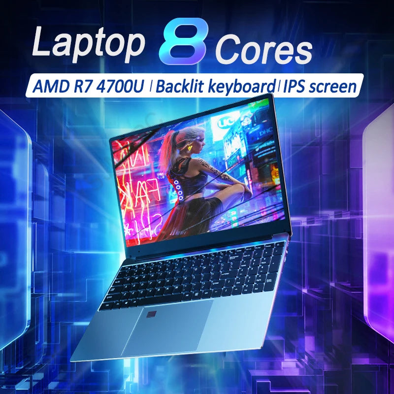 2024 Ultrabook Laptop 15.6 inch AMD R7 4700U Backlit Keyboard Windows 36GB DDR4 2TB Fingerprint Unlock Gaming Laptop Computer